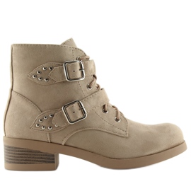 Lace-up Boots with bows beige C-7101 Beige