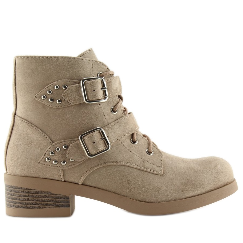 Lace-up Boots with bows beige C-7101 Beige