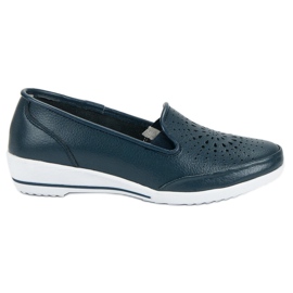 Openwork shoes made of VINCEZA leather blue