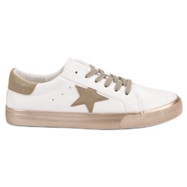 Stylish Low Sneakers white yellow