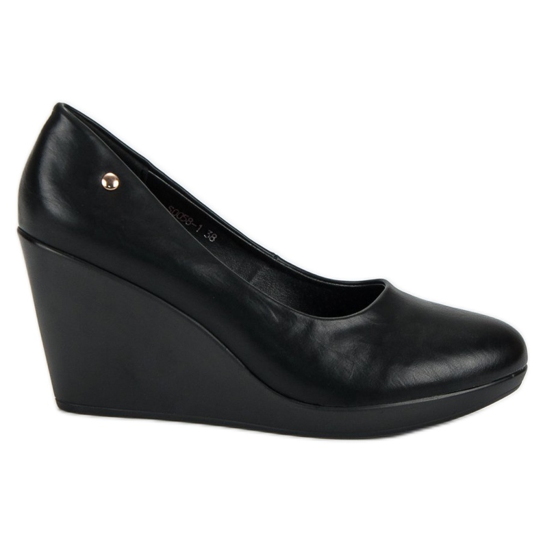 J. Star Black Wedge Pumps