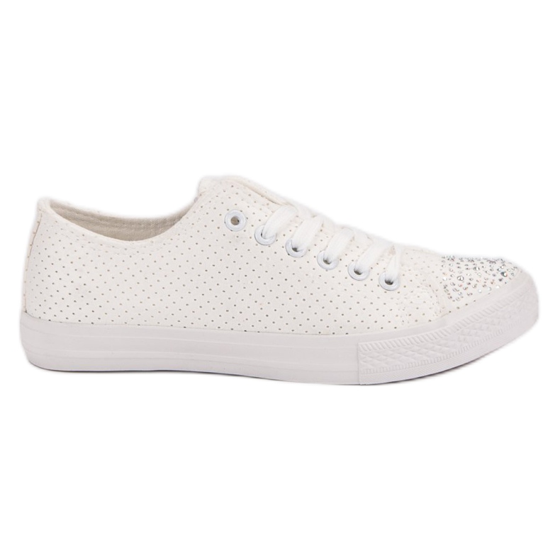 Sport White Sneakers With Crystals