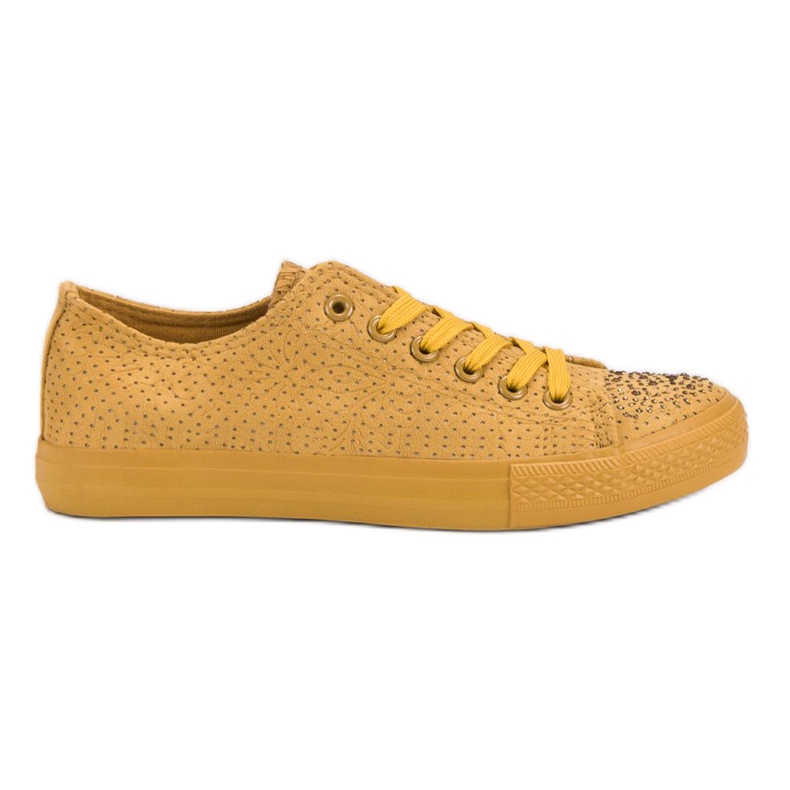 Sport Yellow Sneakers With Crystals
