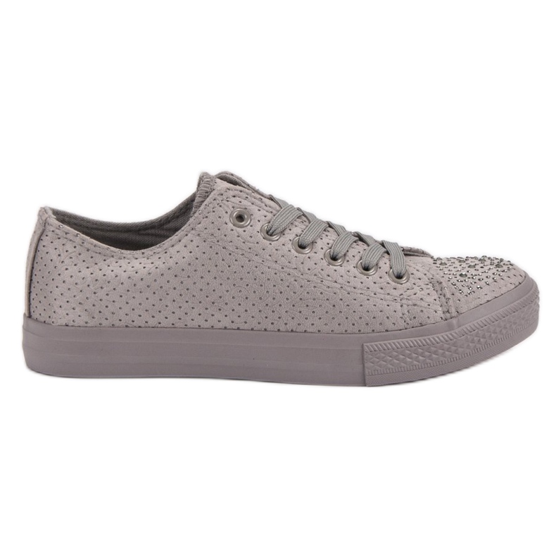 Sport Gray Sneakers With Crystals grey