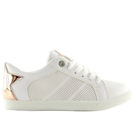 Sneakers with a white star A6213 WHITE / CHAMPAGNE