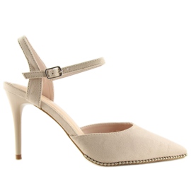 Beige sandals on a high heel J1126-1 Beige