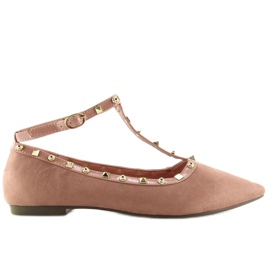 Ballerinas with pink studs 127-13 Pink
