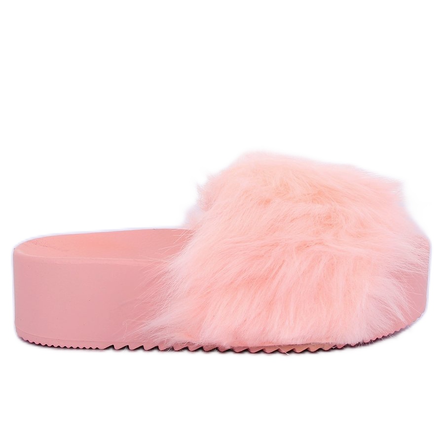 pink flip flops with fur