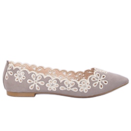 Gray openwork ballerinas LT99P Gray grey