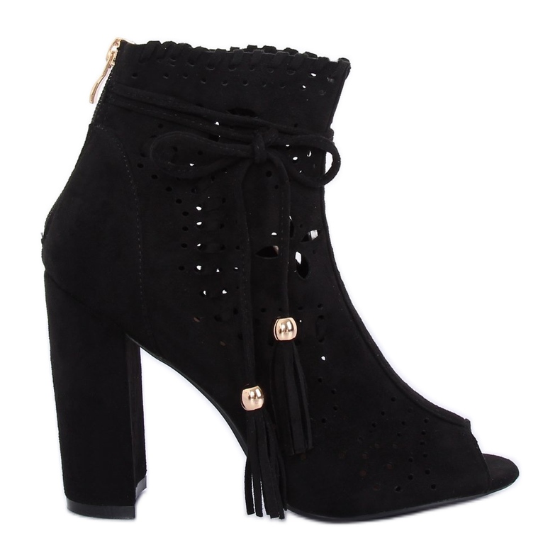 Black open toe boots open toe M285P Black