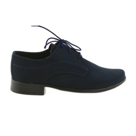 Miko children's low shoes, suede First Communion shoes navy blue