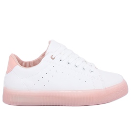 Sneakers on a high sole, white and pink LA38P Pink Sneakers on a high sole, white and pink LA38P Pink