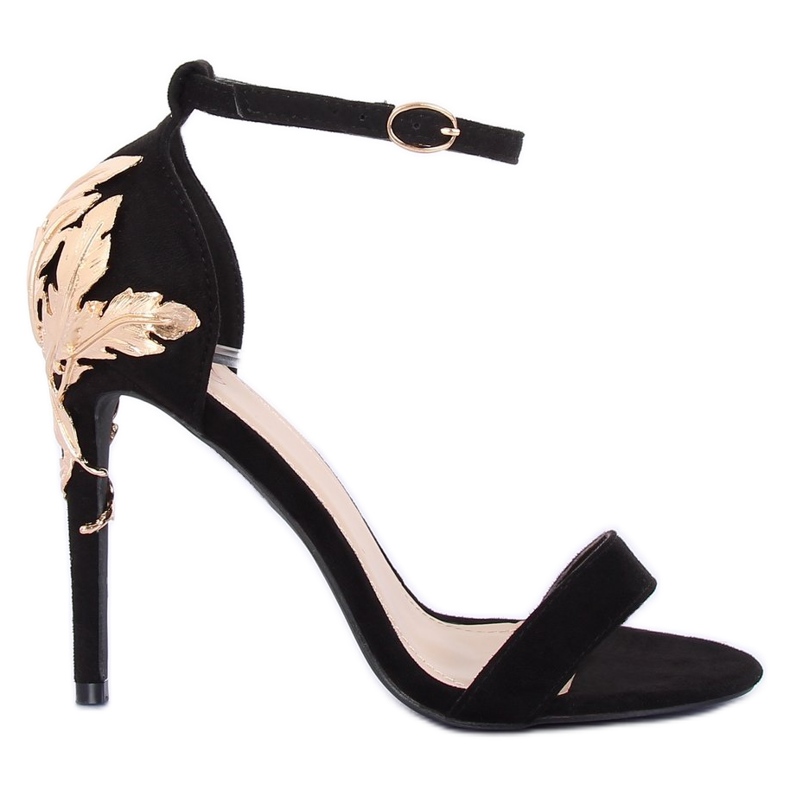 Black Sandals on a high heel black 708-18 Black