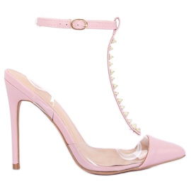 Pumps on a pink transparent heel KK06 Pink