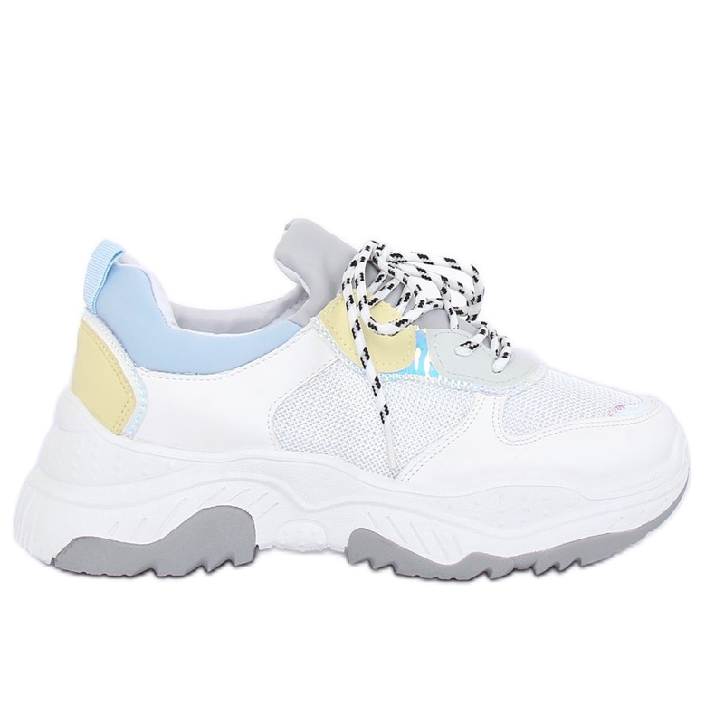 White and blue sports shoes B0-63 WHITE / BLUE