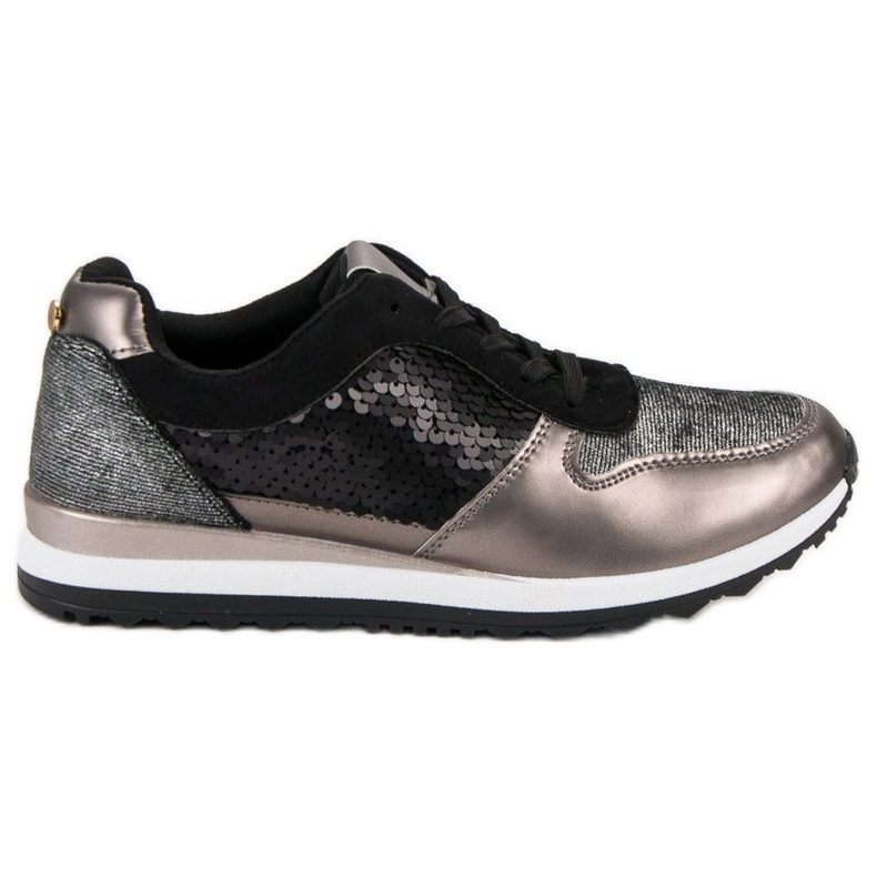 Sport Shoes With Sequins black grey yellow