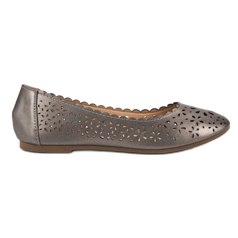 VINCEZA openwork ballerinas grey
