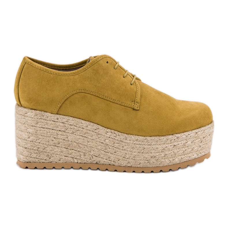 Corina Fashionable Laced Espadrilles shoes yellow Corina Fashionable Laced Espadrilles shoes yellow