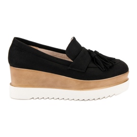 Corina Black Wedge Moccasins