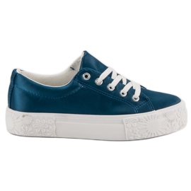 Kylie Satin Sneakers On The Platform blue