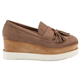 Corina Brown Wedge Moccasins