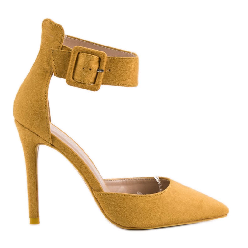 Mustard Suede Heels yellow