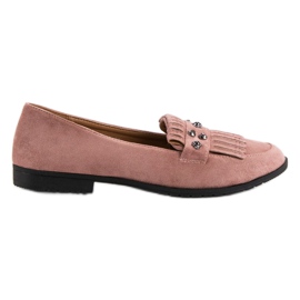Laura Mode Powder Suede Loafers pink