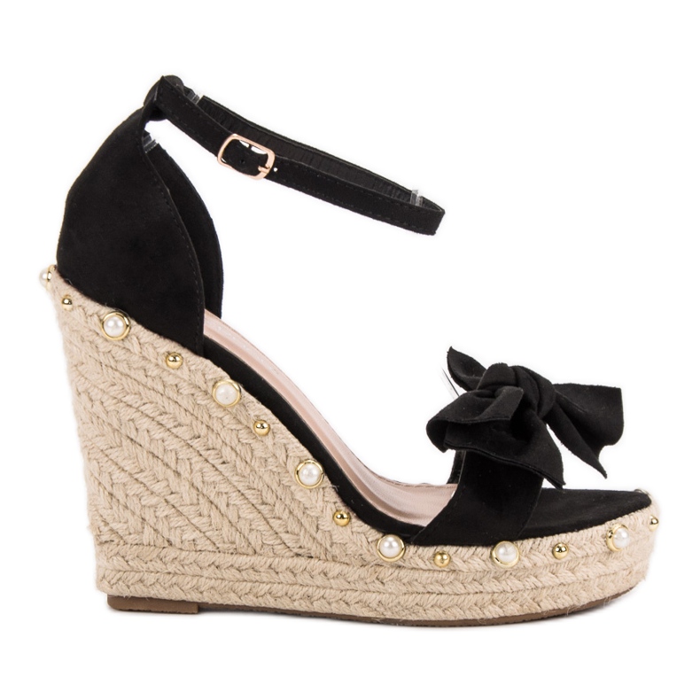 STEPHAN Espadrilles Sandals With Bow black