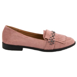 Laura Mode Powder Loafers With Rhinestones pink Laura Mode Powder Loafers With Rhinestones pink