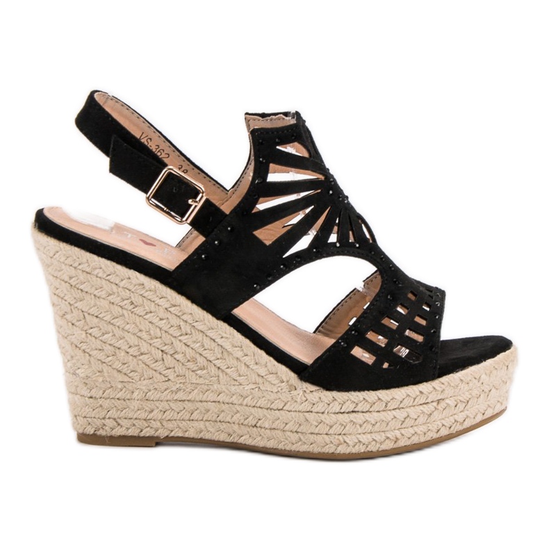 Top Shoes Openwork wedge sandals black