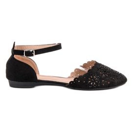 Laura Mode Openwork Ballerinas With Crystals black