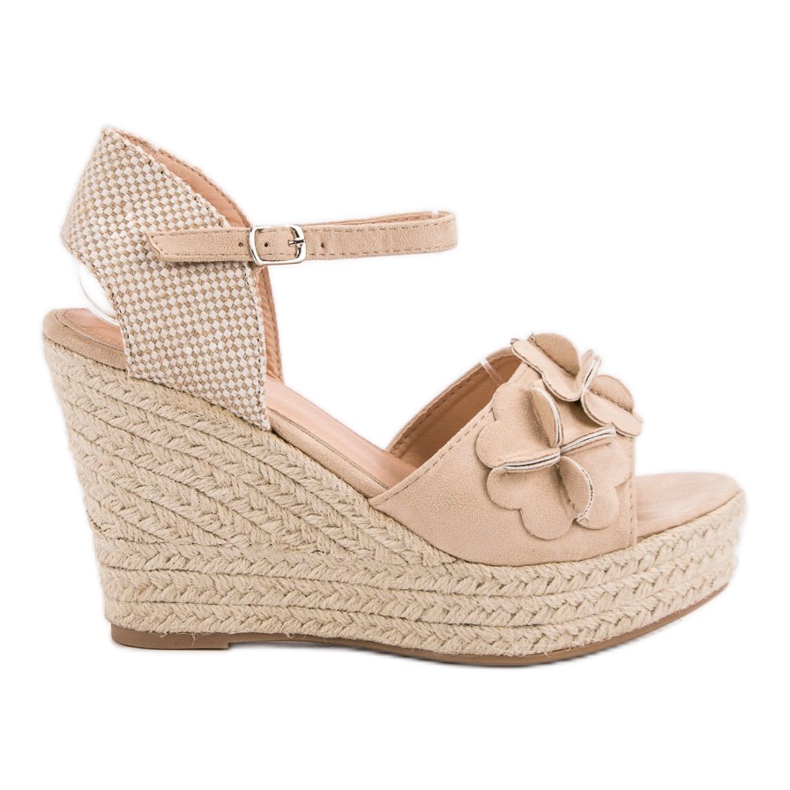 Top Shoes Beige Sandals With Flowers