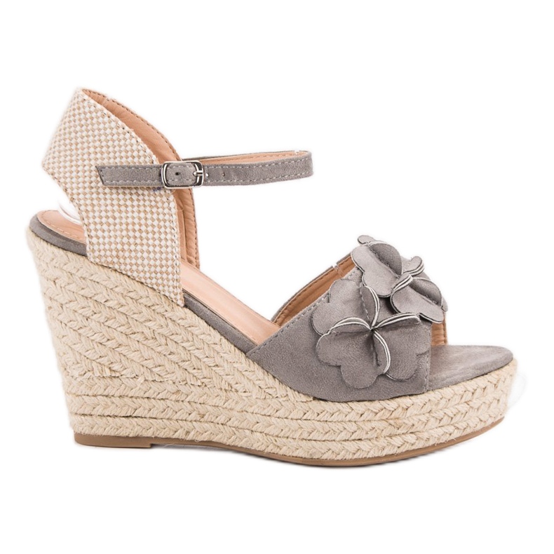 Top Shoes Gray Sandals With Flowers grey