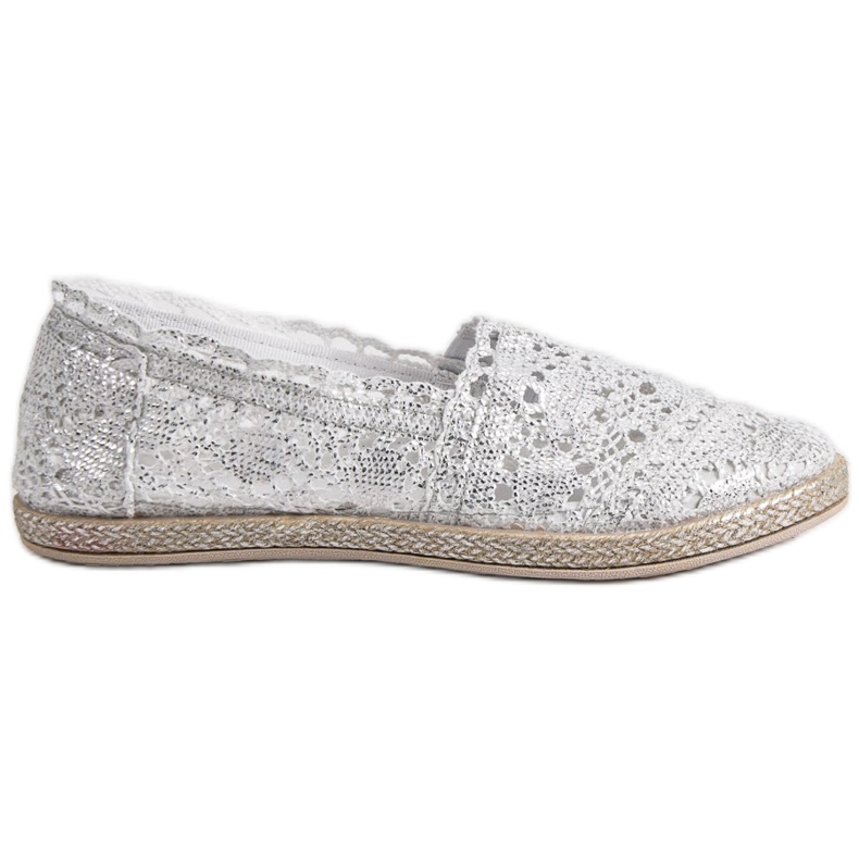 Sweet Shoes Silver Lace Espadrilles grey Sweet Shoes Silver Lace Espadrilles grey
