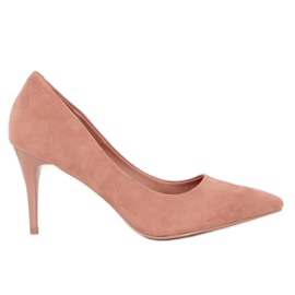 Pink suede high heels 100-828ES-1 Pink