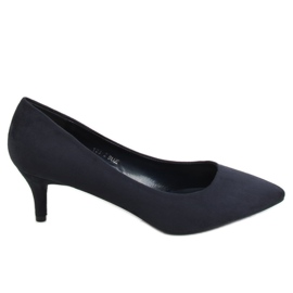Pumps with low heels navy blue 123-2 Blue