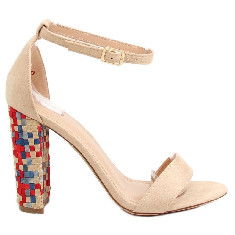 Beige high-heeled sandals 708-24 Beige brown multicolored