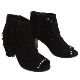 Black AF-9 Black open-toe boots Black AF-9 Black open-toe boots