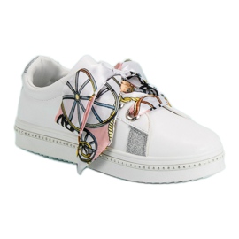 Sports Shoes Tied With A Ribbon white