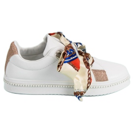 Sports Shoes Tied With A Ribbon white