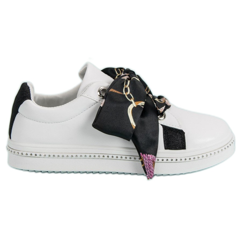 Sports Shoes Tied With A Ribbon white