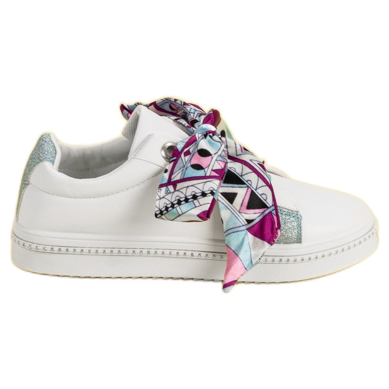 Sports Shoes Tied With A Ribbon white