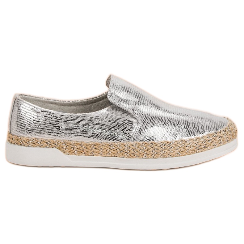 Filippo Silver Leather Espadrilles grey