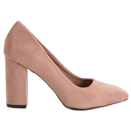 Sweet Shoes Suede Pumps On A Pillar pink