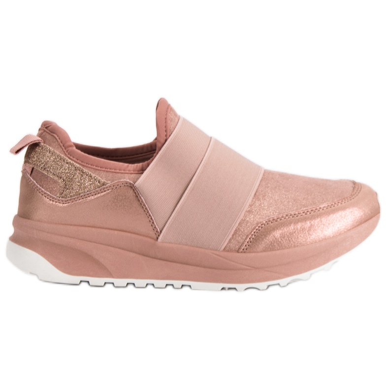 Ideal Shoes Comfortable Slip-On Sneakers pink