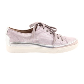 Caprice 23654 leather sports sneakers grey pink