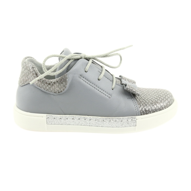 Girls' leather shoes RenBut 3303, gray and silver grey Girls' leather shoes RenBut 3303, gray and silver grey