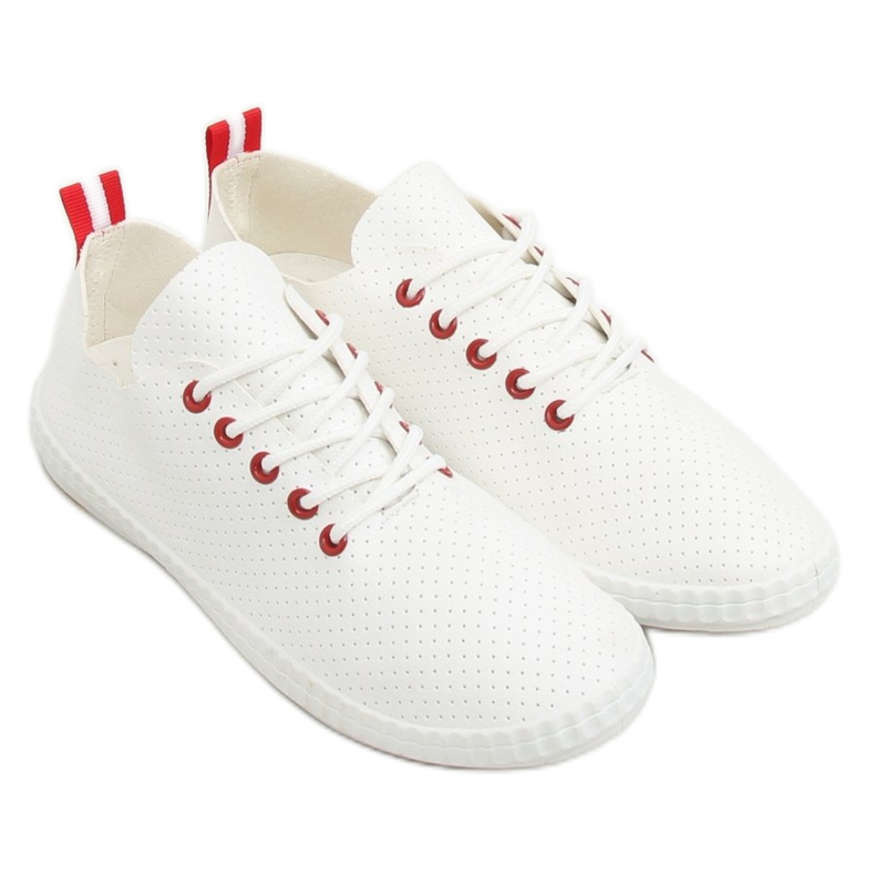 Women's red and white sneakers BO-1 Red