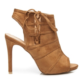 Vices Open Toe Boots On A High Heel brown
