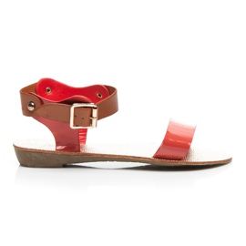 Best Shoes Two-tone flat sandals red